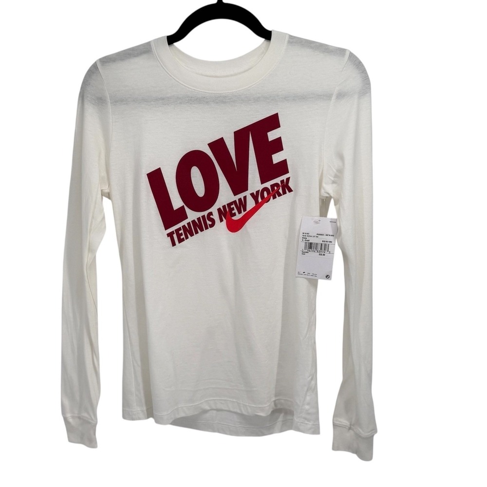 Nike Women's XS Love Tennis Long Sleeve T-Shirt White New York NWT